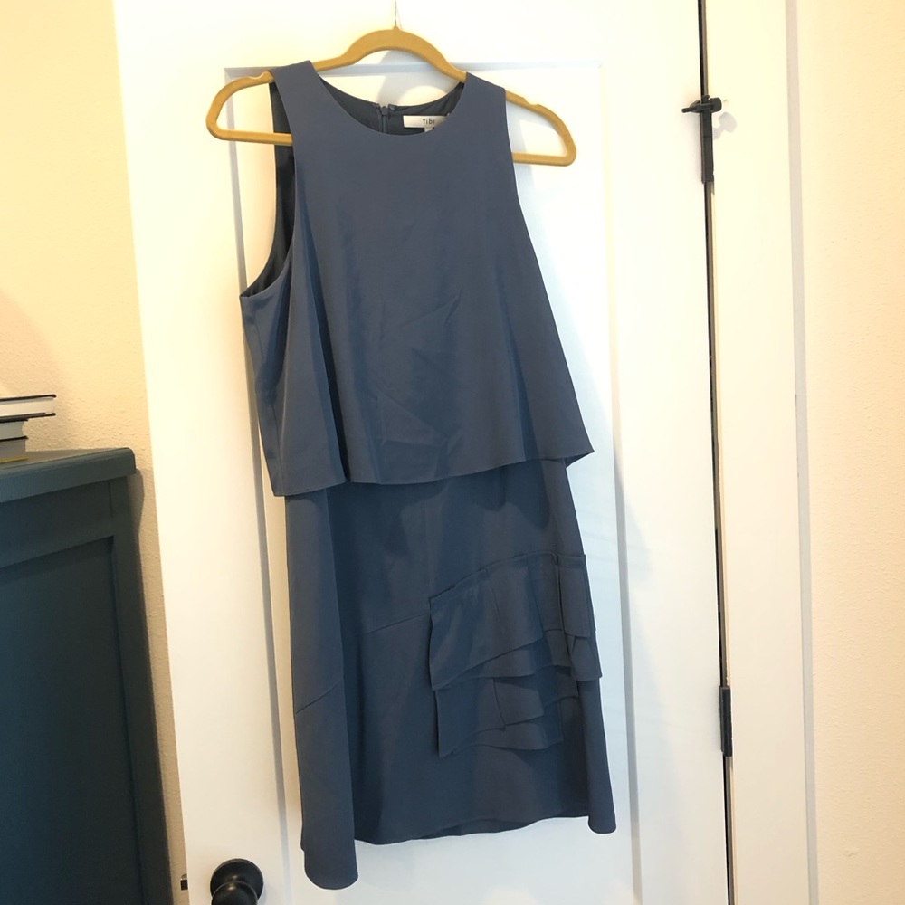 NWOT Tibi 100% Silk Slate Blue Shift Dress